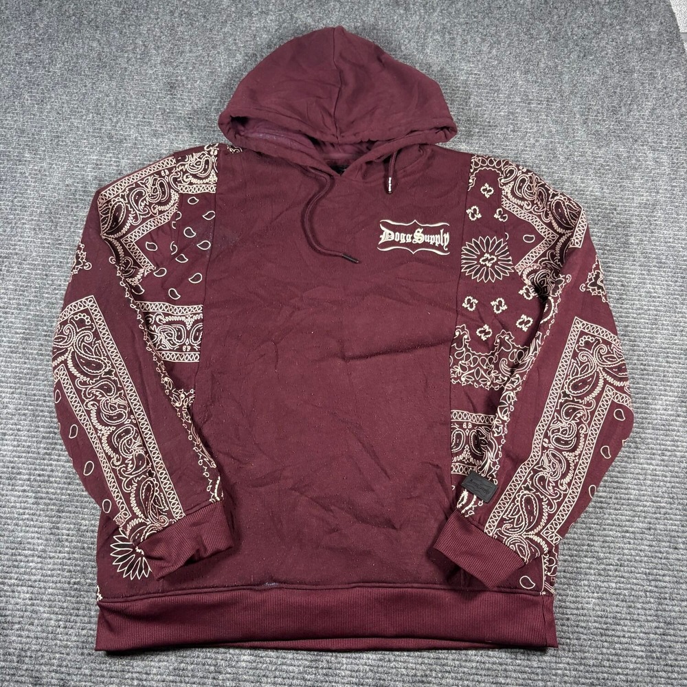 Dogg Supply Hoodie Mens XL Burgundy Good Paisley Bandana Print Snoop Dogg